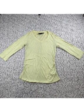 Tribal Women’s Top Size Medium Yellow Tribal Print V-Neck Long Sleeve Blouse